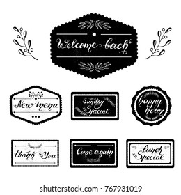 Set of vintage retro badges for restaurants and cafeterias. Vector illustration.