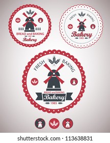 Set of vintage retro bakery badges and labels. Vector