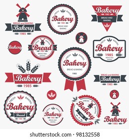 Set of vintage retro bakery badges and labels. Vector