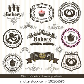 Set of vintage retro bakery  labels