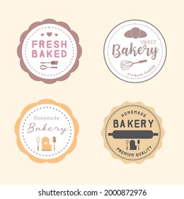 Set of vintage retro bakery logo badges and labels.Collection of premium quality bakery.fresh baked,Home made bakery.frame element for print and online media.flat design vector.