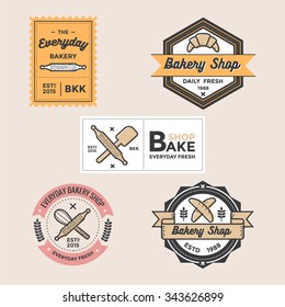 Set of vintage retro bakery logo badges and labels vector template