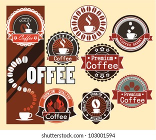 Set of vintage retro coffee badges and labels