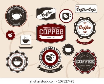 Set of vintage retro coffee badges and labels