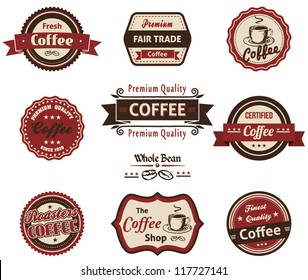 Set Of Vintage Retro Coffee Badges And Labels