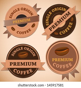 Set of vintage retro coffee badges, stock vector