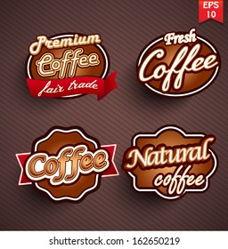 Set of vintage retro coffee badges and labels