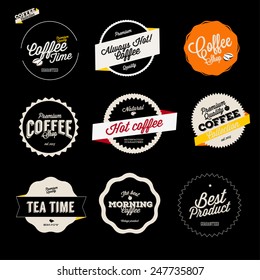 Set of vintage retro coffee badges and labels