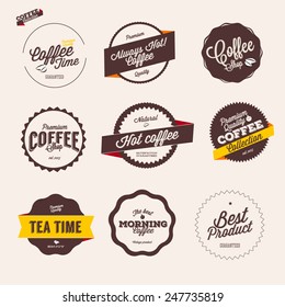 Set of vintage retro coffee badges and labels