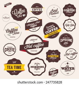 Set of vintage retro coffee badges and labels