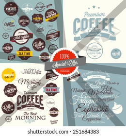 Set of vintage retro coffee badges and labels