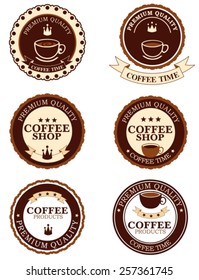 Set of vintage retro coffee badges and labels