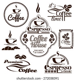 Set of vintage retro coffee badges and labels