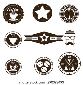 Set Of Vintage Retro Coffee Badges And Labels,  Vector