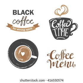 Set of vintage retro coffee badges and labels. Vector illustration in hipster style. 