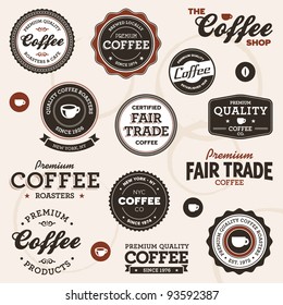 Set of vintage retro coffee badges and labels