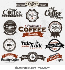 Set Of Vintage Retro Coffee Badges And Labels