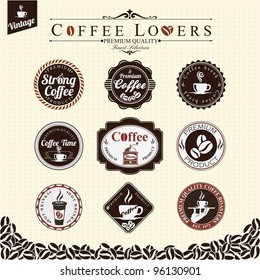 Set Of Vintage Retro Coffee Badges And Labels