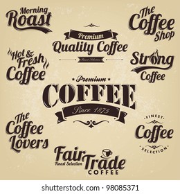 Set Of Vintage Retro Coffee Badges And Labels