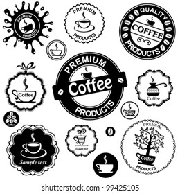 Set of vintage retro coffee badges and labels isolated on White background. Vector illustration