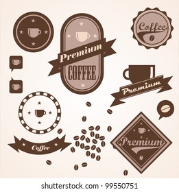 Set of vintage retro coffee badges and labels