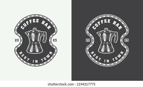 Set of vintage retro coffee emblem, logo, badge, label. mark, poster or print. Monochrome Graphic Art. Vector Illustration. Engraving style illustration.
