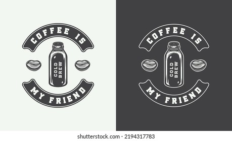 Set of vintage retro coffee emblem, logo, badge, label. mark, poster or print. Monochrome Graphic Art. Vector Illustration. Engraving style illustration.
