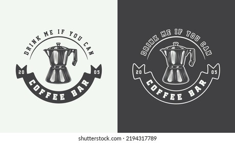 Set of vintage retro coffee emblem, logo, badge, label. mark, poster or print. Monochrome Graphic Art. Vector Illustration. Engraving style illustration.
