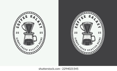 Set of vintage retro coffee emblem, logo, badge, label. mark, poster or print. Monochrome	