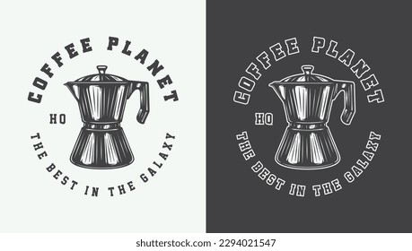 Set of vintage retro coffee emblem, logo, badge, label. mark, poster or print. Monochrome	