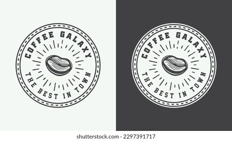 Set of vintage retro coffee emblem, logo, badge, label. mark, poster or print. Engraving woodcut linocut style. Graphic Art Vector Illustration.