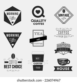 Set of vintage retro coffee Insignias or Logotypes. Vector design elements, business signs, logos, identity, labels, badges and objects.