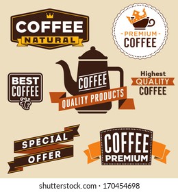 Set Of Vintage Retro Coffee Labels - 4