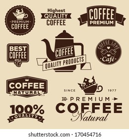 Set Of Vintage Retro Coffee Labels - 2