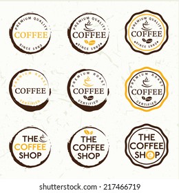 Set of vintage retro coffee labels