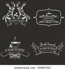 Set of vintage retro coffee logo badges and labels. Vector Illustration.