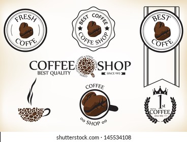 Set of vintage retro coffee shop badges and labels