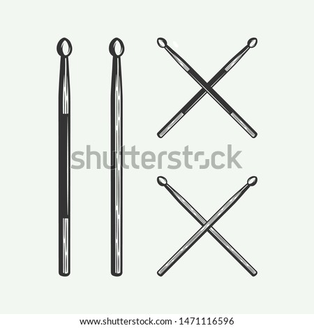 Similar – Image, Stock Photo Drum and drum sticks. Ink black and white drawing