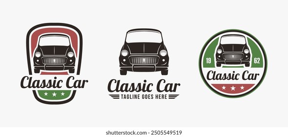 Set of Vintage retro emblem classic car logo on white background