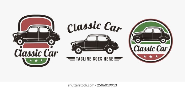 Set of Vintage retro emblem classic car logo on white background