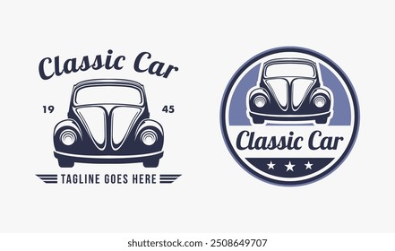 Set of Vintage retro emblem classic car logo on white background