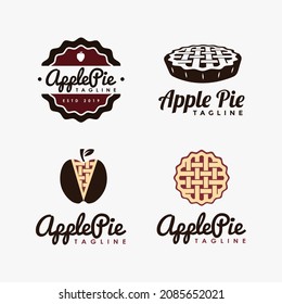 Set Of Vintage Retro Emblem Seal Badge Apple Pie Logo Vector Template