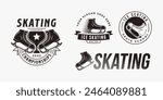 Set of Vintage retro ice skating logo, figure skating logo vector design on white background