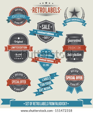 Set of vintage retro labels and banners, calligraphic design elements