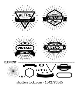 set of vintage retro labels. black and white classic ribbons banners group with place for your text. Ribbons for design, business, logo, cards.