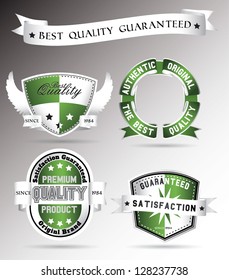 set of vintage retro labels in green color