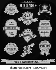 Set of vintage retro labels, stamps, ribbons, marks and calligraphic design elements, vector