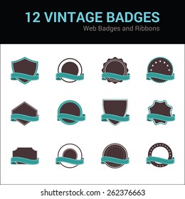 Set of vintage retro labels, stamps, ribbons, marks and calligraphic design elements, vector