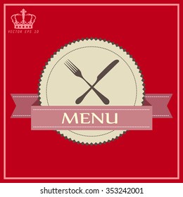 Set of vintage retro labels, stamps, ribbons, marks and calligraphic design elements, vector on a red background
