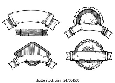 Set of vintage retro labels stylized as engraving.